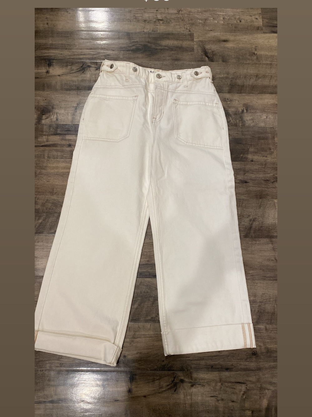We the Free Palmer Cuffed Jeans Cream NEW